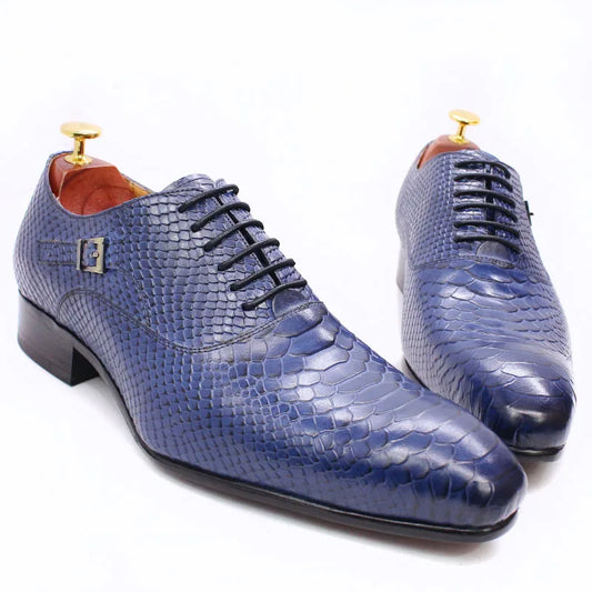 Luxury Men Oxford Shoes Snake Skin Prints Classic Style Dress