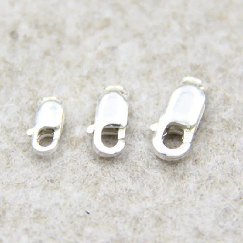 2pcs Genuine Real Solid 925 Sterling Silver Spring Lobster Clasps Hooks Claw Jewelry Making Findings Close Sealed Ring Buckle