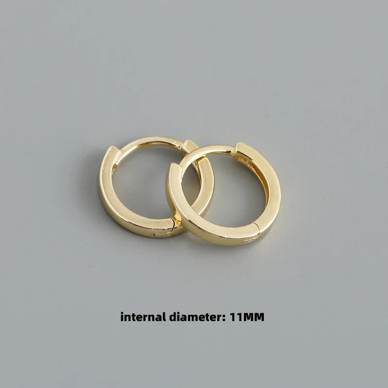 WANTME 925 Sterling Silver Minimalist Punk Rock Circle Hoop Earrings for Women Men Goth Piercing Ear Buckle Charm Fine Jewelry