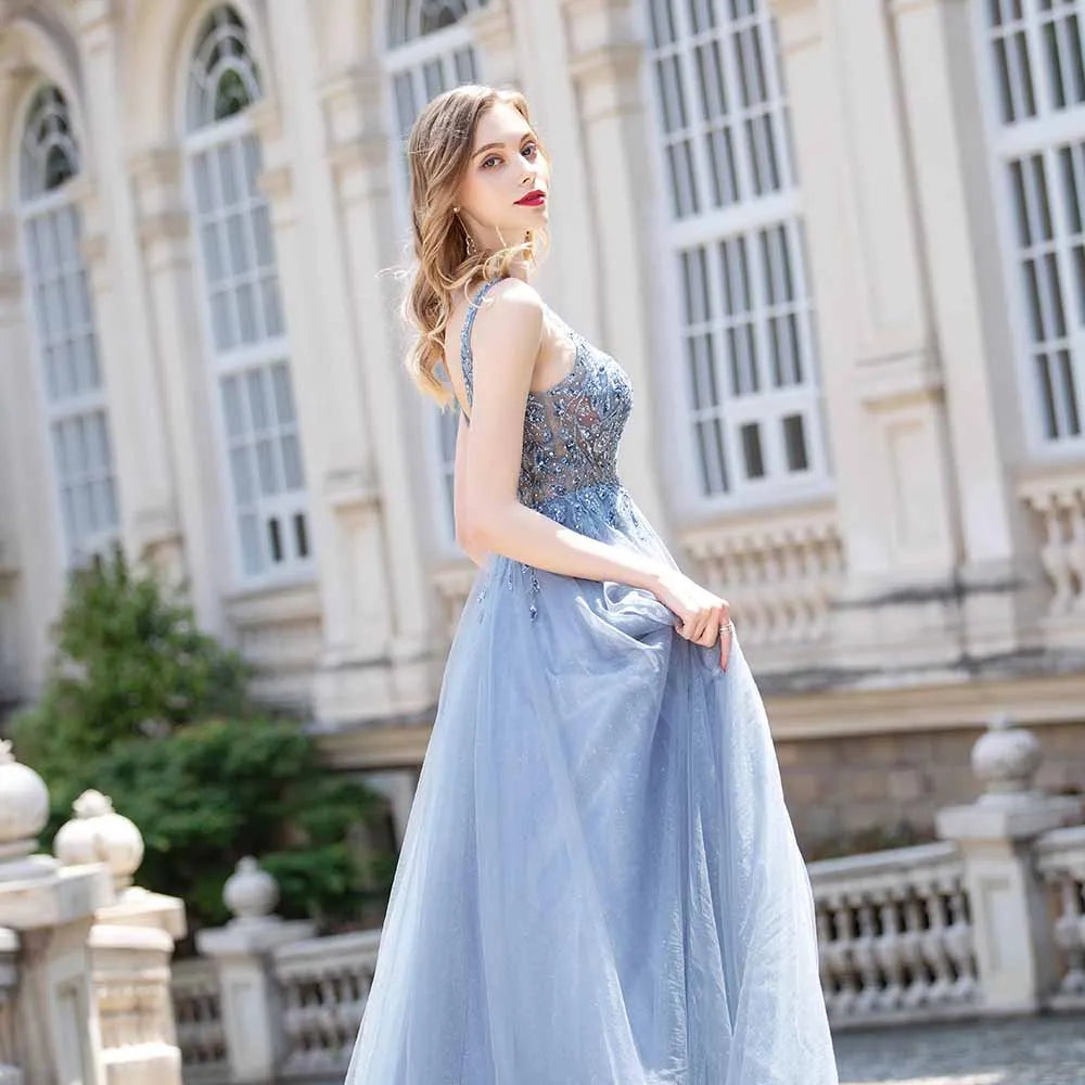 Homecoming Dresses: Prom Dresses Straps Tulle Crystals Backless Formal Party Gown