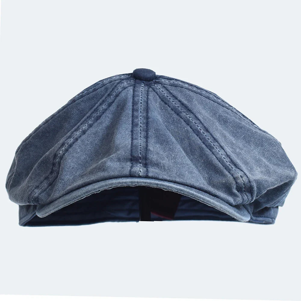 Washed Cotton Newsboy Cap Peaky Octagonal Hat Vintage Casual Cap Solid Berets Visor Gatsby Flat Ivy Hat