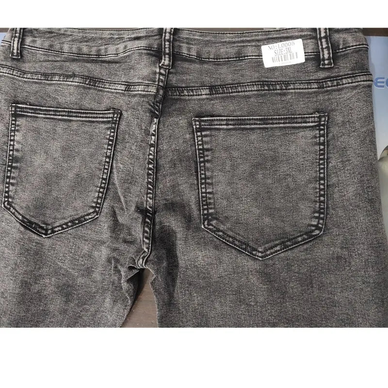 Biker Jeans Men's Distressed Stretch Ripped Biker Jeans