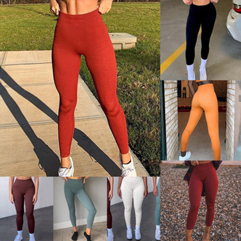 Tossy Ribbed Yoga Leggings Sports Tights Women Seamless Knit Yoga Pants White