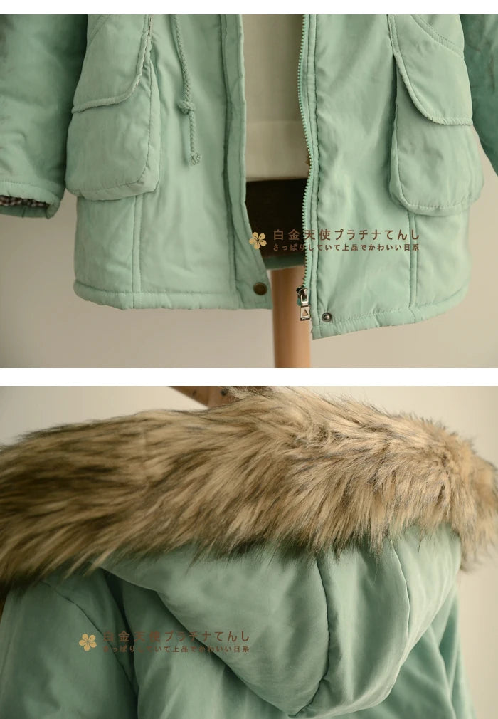 cotton coat women's plus velvet thick Slim cotton jacket in the long section
