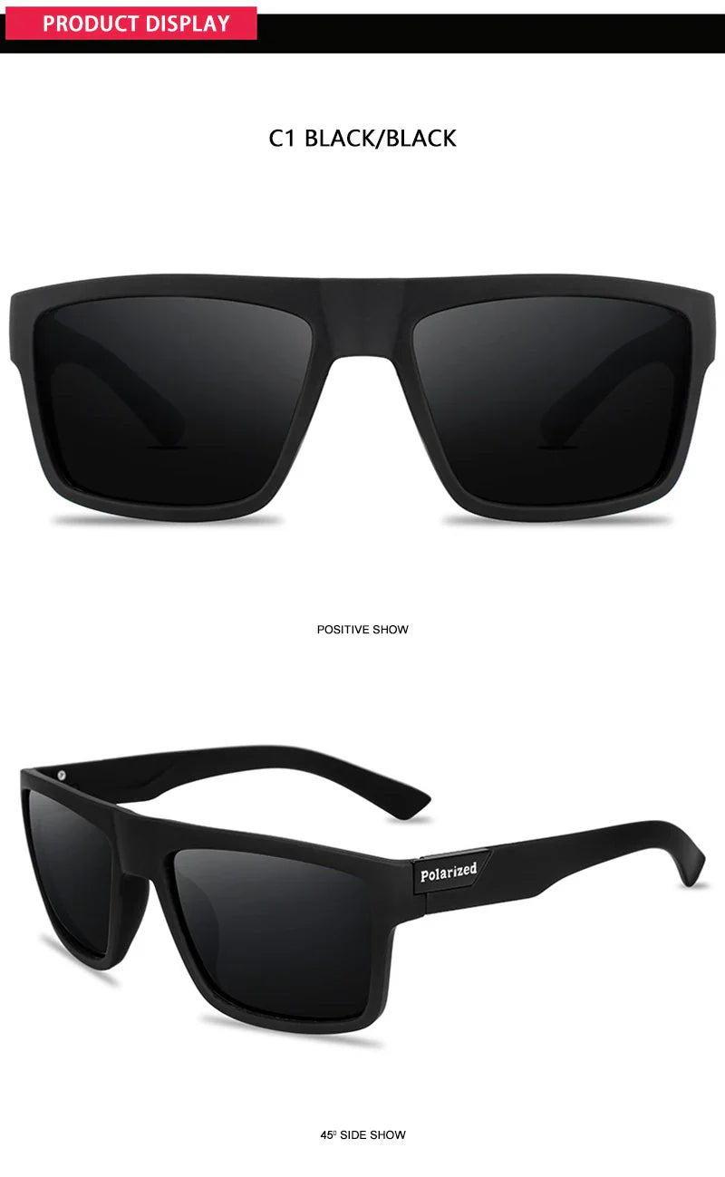 Fashion Black Polarized Sunglasses Men Women Classic Square Male Sun Glasses Stylish Outdoor Driving Fishing Sports Shades UV400