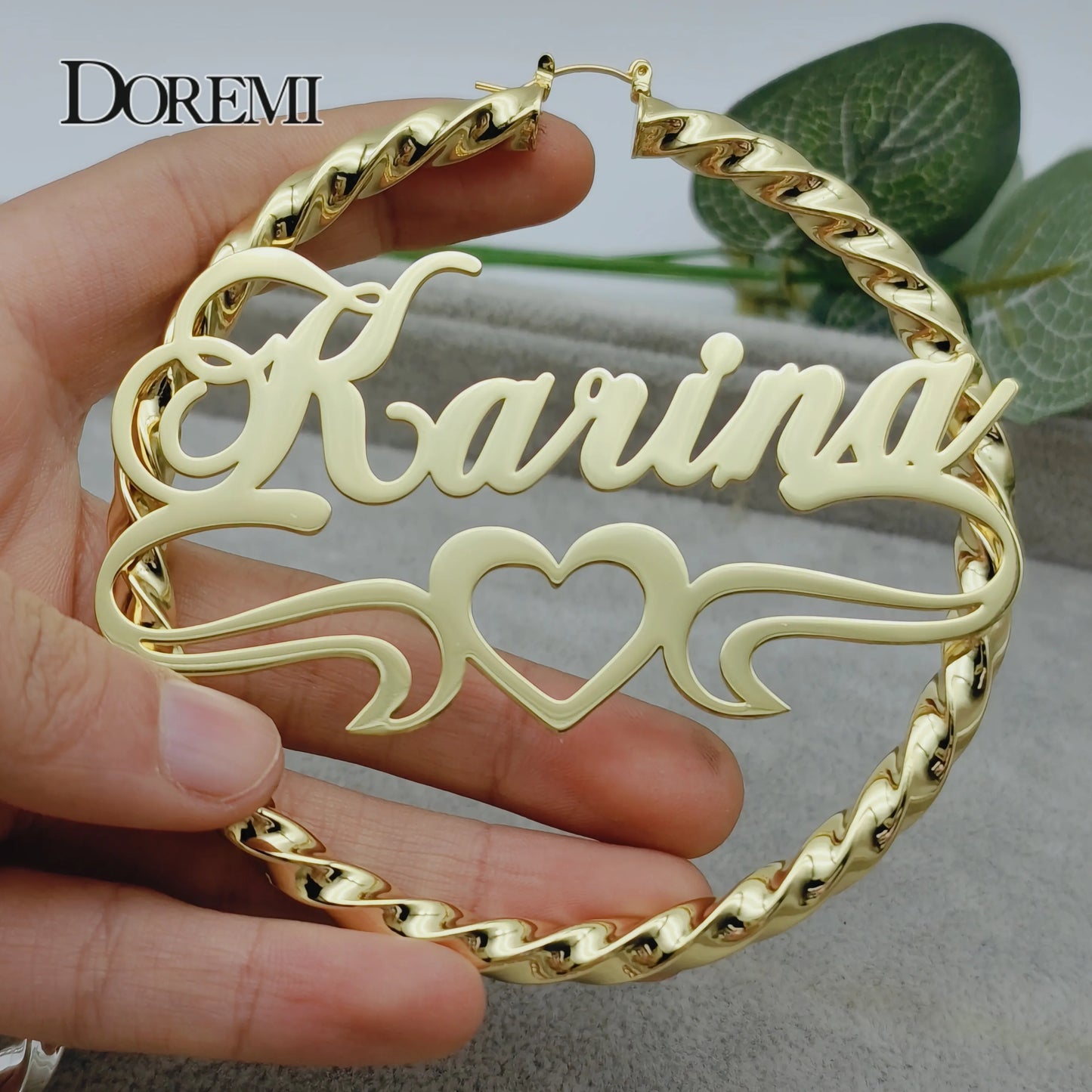 DOREMI 30/50/70/90MM Custom Name Earring Big Hoops Cat Character Stainless Hip Hop Style Earrings Custom Earrings for Women Gift