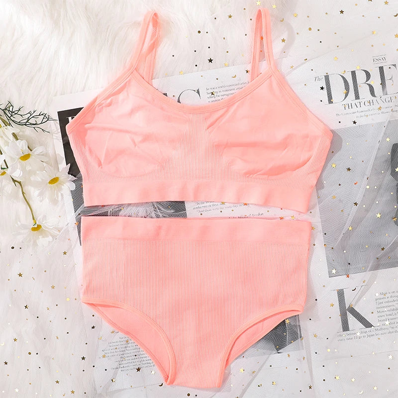 Women Bra Briefs Set Seamless Bra And High Waist Panties Set Underwear Female
