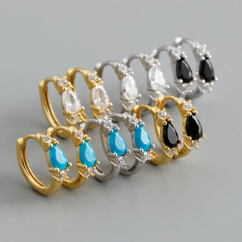 WANTME New Arrival Fashion Korean Blue Zircon Spike Geometric Stud Earrings for Women Real 925 Sterling Silver Gothic Jewelry