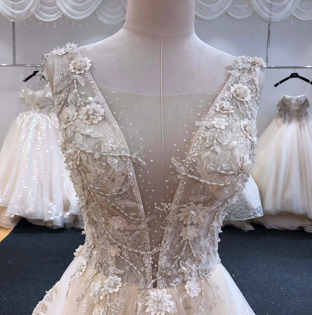 Evening Dresses: Wedding Dresses Luxury Beaded Backless Bridal Gown