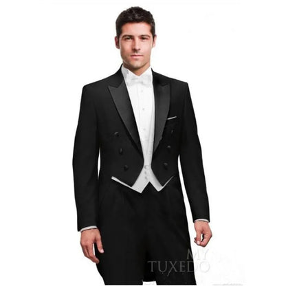 New Italian Tailcoat Design Men Suits For Wedding Prom (Jacket+Pants+Vest) Elegant Terno Men Suit Set Groomsmen Groom Tuxedos