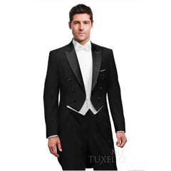 Italian Tailcoat Design Men Suits For Wedding Prom (Jacket+Pants+Vest) Elegant Terno Men Suit