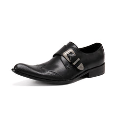 Black Fashion Brock Man Banquet Shoes Plus Size Real Leather Formal Brogue Shoes