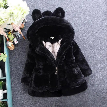 Baby Girls Warm Winter Coats Thick Faux Fur Fashion Kids Hooded Jacket Coat for Girl Outerwear Children Clothing 2 3 4 6 7 Years