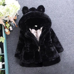 Baby Girls Warm Winter Coats Thick Faux Fur Fashion Kids Hooded Jacket Coat