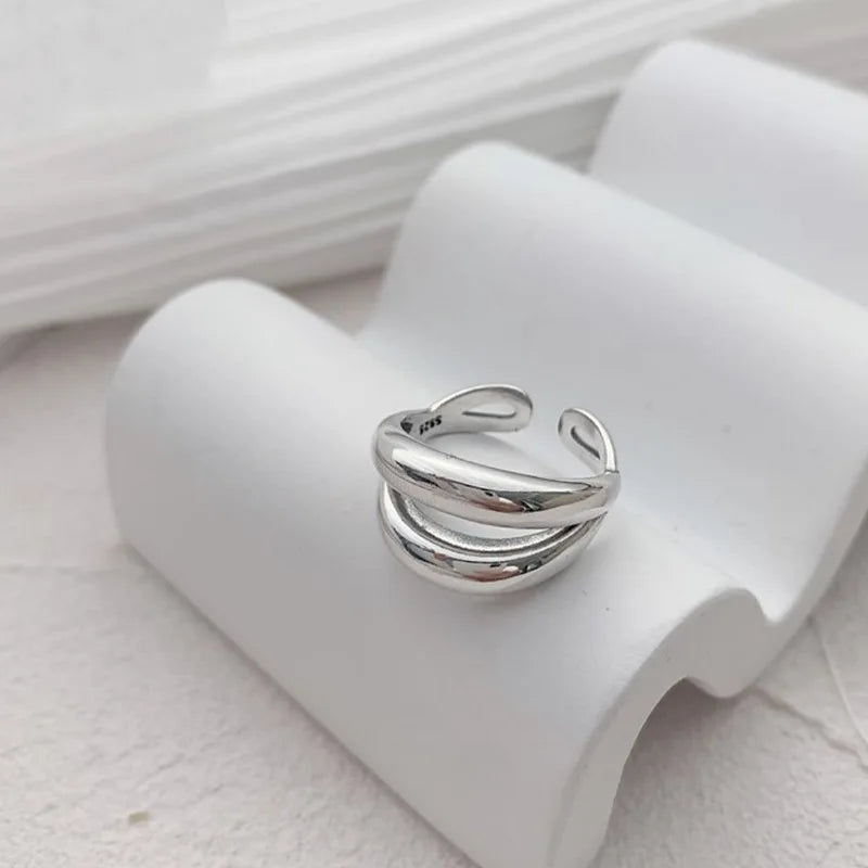 925 Sterling Silver Rings Party Jewelry Vintage Charm Double Layer