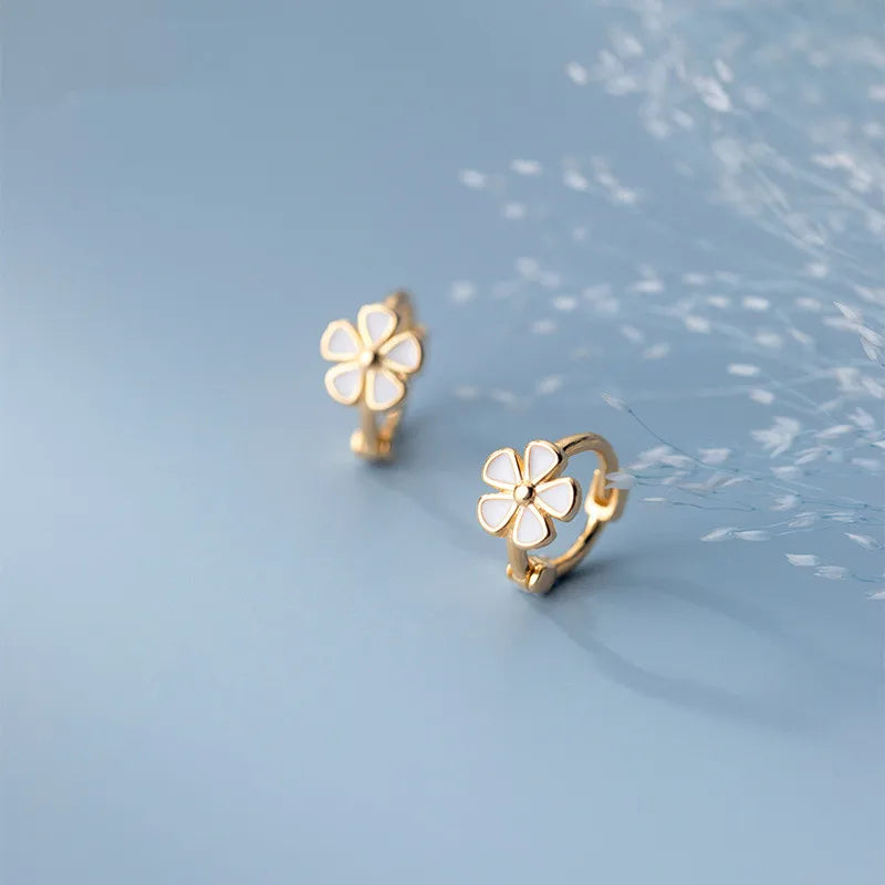 WANTME Genuine 925 Sterling Silver Sweet Romantic Flower Ear Buckle for Women Korean Girl Fashion Birthday Earring Jewelry Gift
