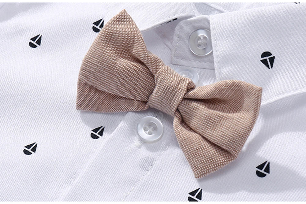 Baby Boy Clothing Suit Newborn Handsome Romper Bow Set Birthday Festival Gift Jumpsuit Hat Toddler Boys Wedding Outfit Dress