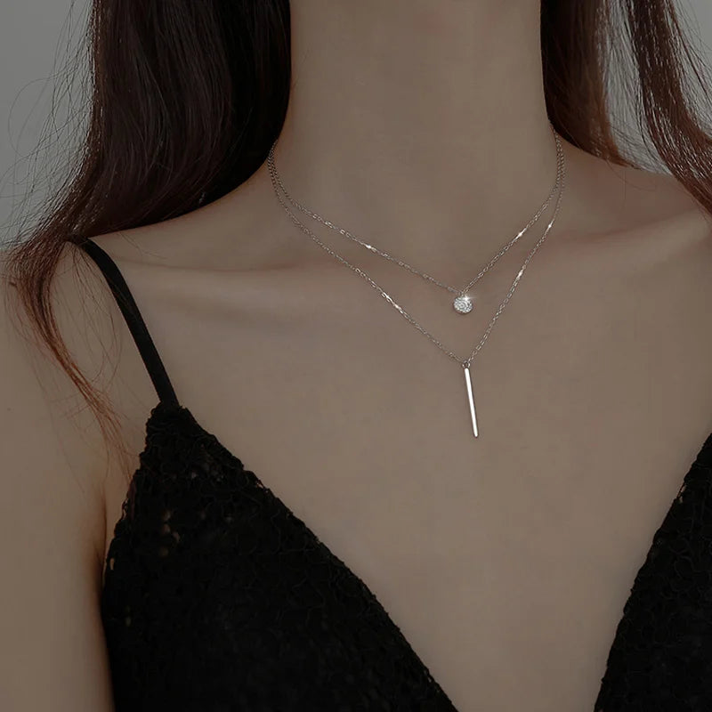 Women Choker Necklace Silver Color Temperament Small Beads Heart Butterfly