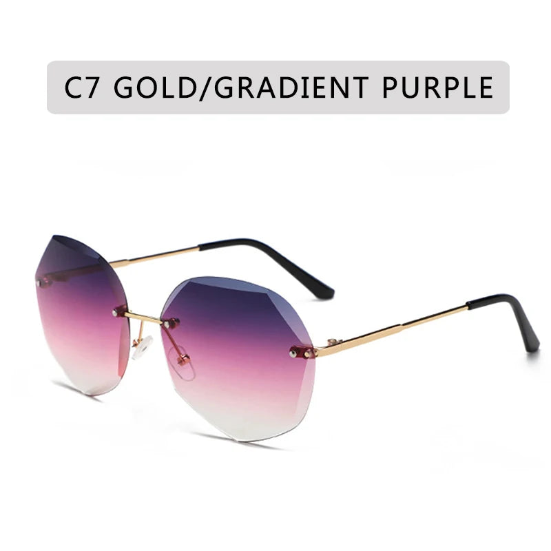 Sunglasses Women Ocean Water Cut Trimmed Lens Metal Temples Sun Glasses