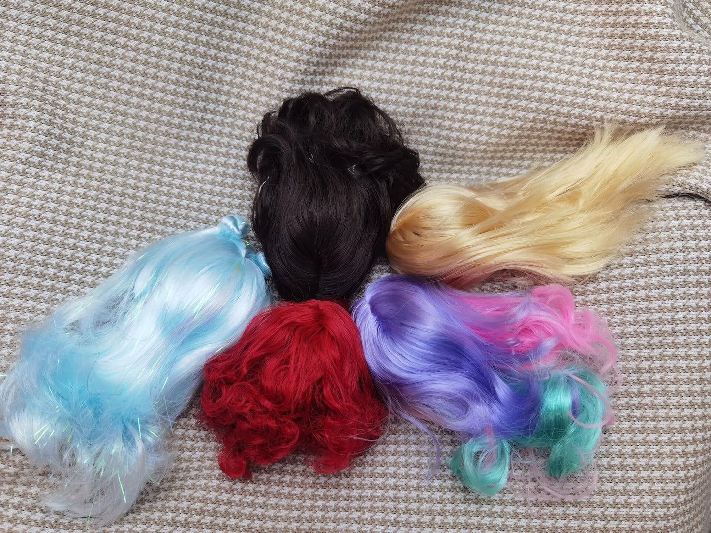 Wig For Doll Toy Head Princess Doll Head Candy Color DIY Toy Wig Children Birthday Gift Black Purple Pink Green Gold 1/6 1/4 Wig