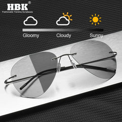 Sunglasses Men Vintage Ultralight Brand Designer Frameless Grey Photochromic