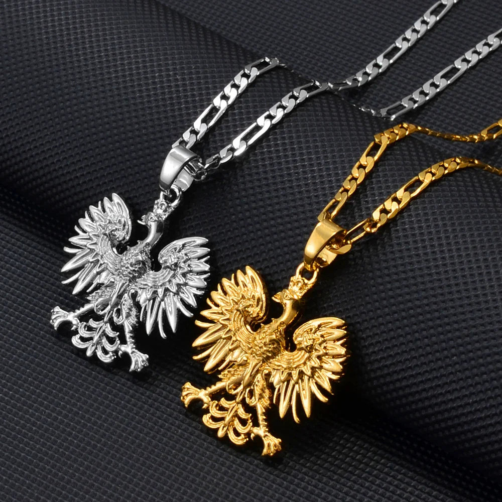 Anniyo Poland Symbol Eagle Pendant Necklaces for Women Men,Polska Poles Jewelry #252706