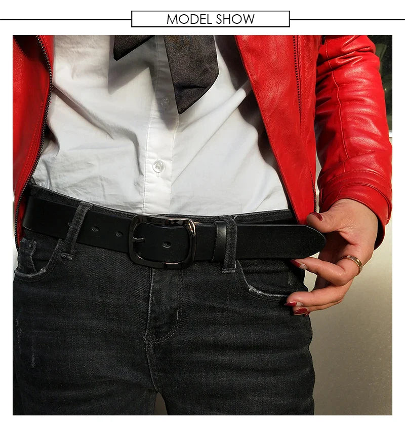 VATLTY 3.2cm Genuine Leather Belt for Women Natural Cowhide Metal Buckle Casual Jeans Trousers Belt Female Waistband Gifts