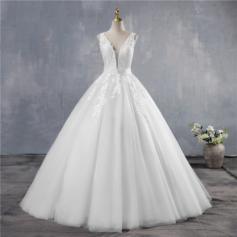 White Bridesmaid Dresses: White Ivory Wedding Dress Custom-Made Plus Size Bridal Tulle