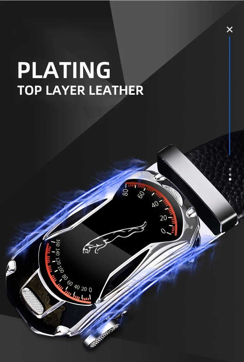 Belts for 3.5cm Width Sports Car Brand Fashion Automatic Buckle Black Genuine Leather Men's Jeans High Quality Waist Male Strap