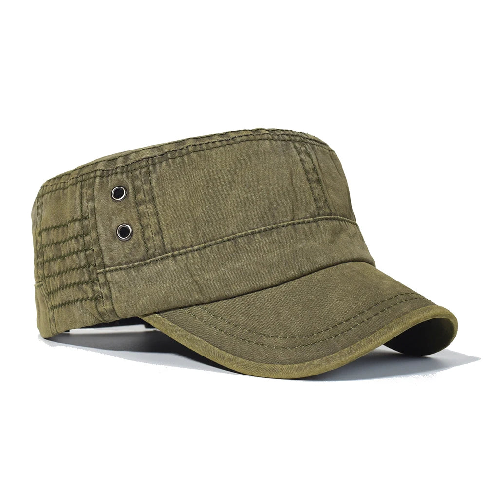 Four Seasons Washed Cotton Flat Caps Men Women Military cap Unique Design