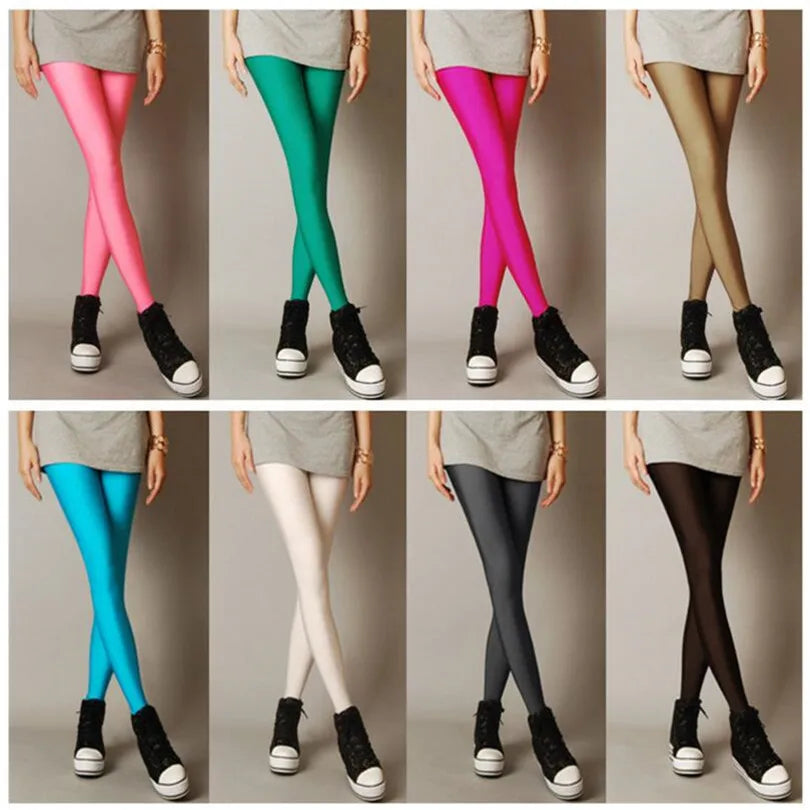 Spring Solid Candy Neon Leggings for Women High Stretched Female Legging