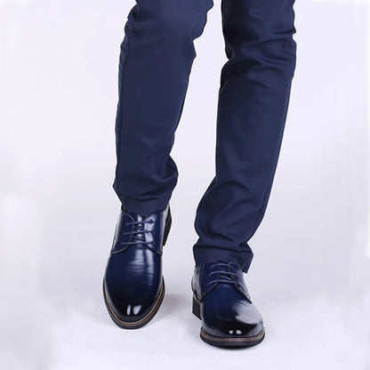 Men Oxfords Shoes British Black Blue Shoes Handmade Comfortable Formal Dress Men Flats Lace-Up Bullock Business Shoes hjm7