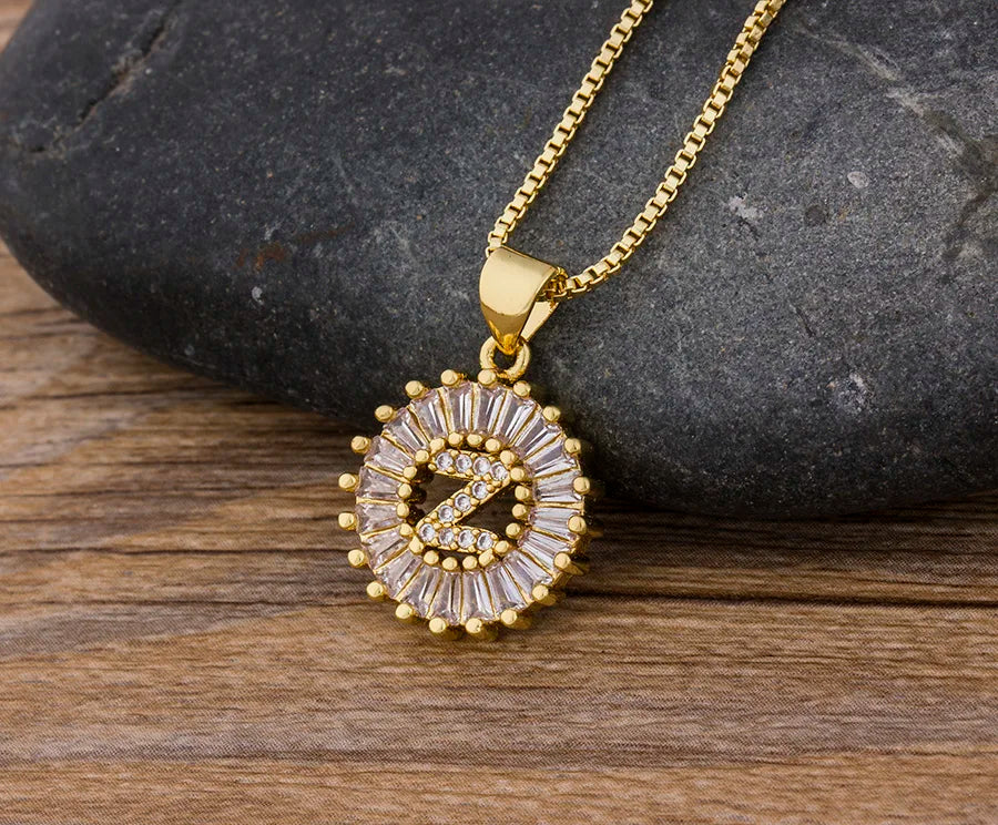 NIdin Hot Sale 2 Colors Initial Letter Pendant 26 Letters Charm Name Necklace Top Quality Copper Zircon Jewelry Birthday Gift