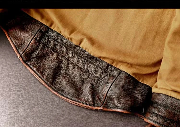 Men Leather Jacket  Swallow Tailed Vintage Motorcycle Top Cowhide Coat