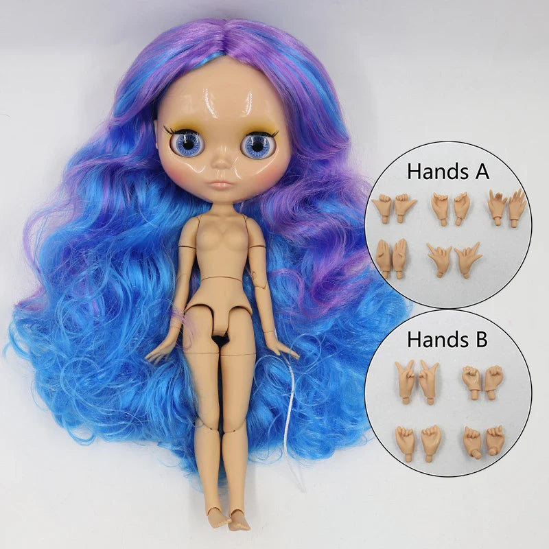ICY DBS Blyth doll 1/6 bjd joint body tan skin doll glossy face 30cm toy random eyes colors