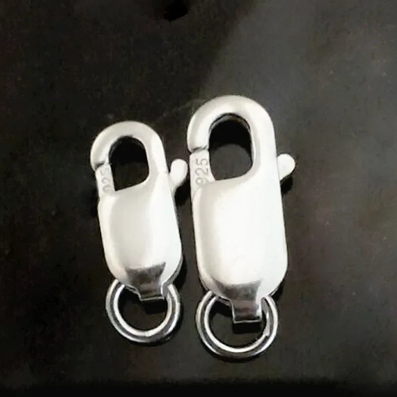 2pcs Real Pure Solid 925 Sterling Silver Lobster Clasp Hook Claw Buckle With Close Sealed Ring Connector Jewelry Findings