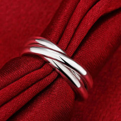 925 Sterling Silver Rings For Women Simple three circles size 5/6/7/8/9/10 Fashion Party