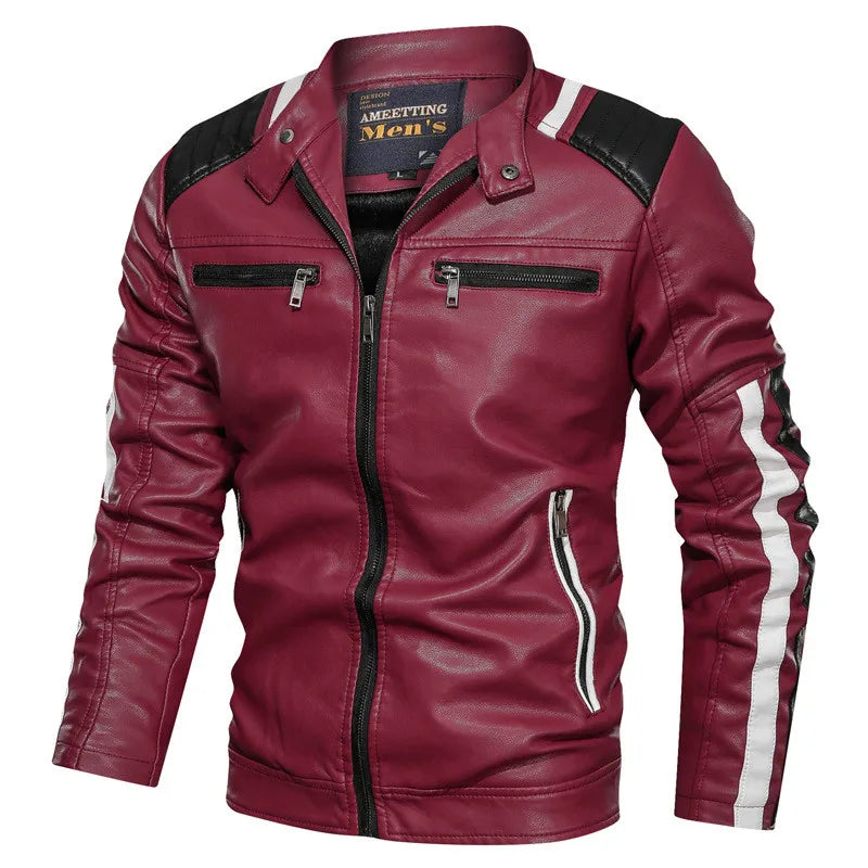 Mens Vintage Motorcycle Jacket Men Fashion Biker Leather Jacket Male