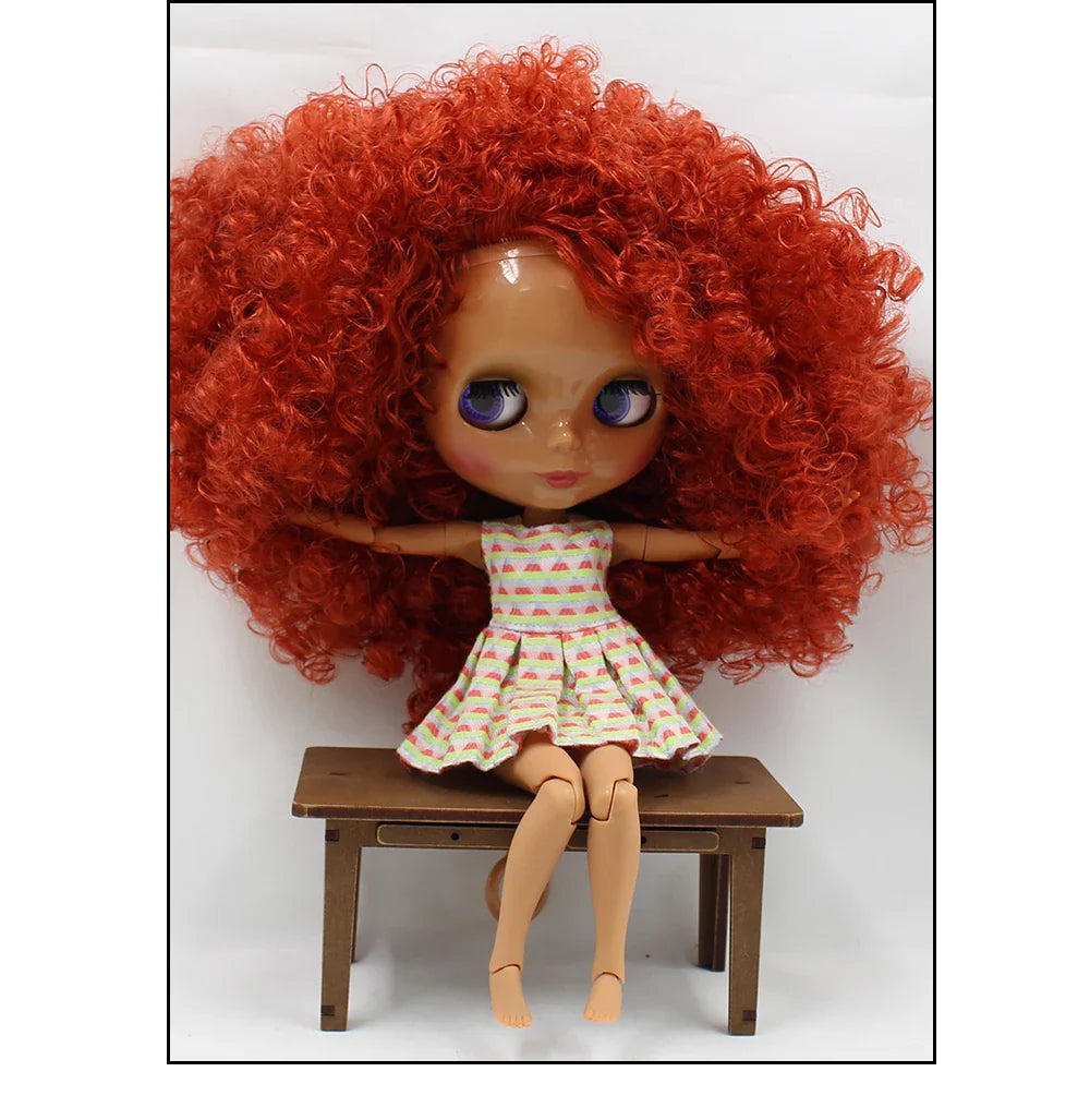 ICY DBS Blyth doll 1/6 bjd joint body white skin matte face dark skin shiny face curly hair afro hair toy 30cm