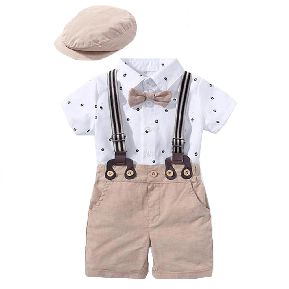 Baby Boy Clothing Suit Newborn Handsome Romper Bow Set Birthday Festival Gift Jumpsuit Hat Toddler Boys Wedding Outfit Dress