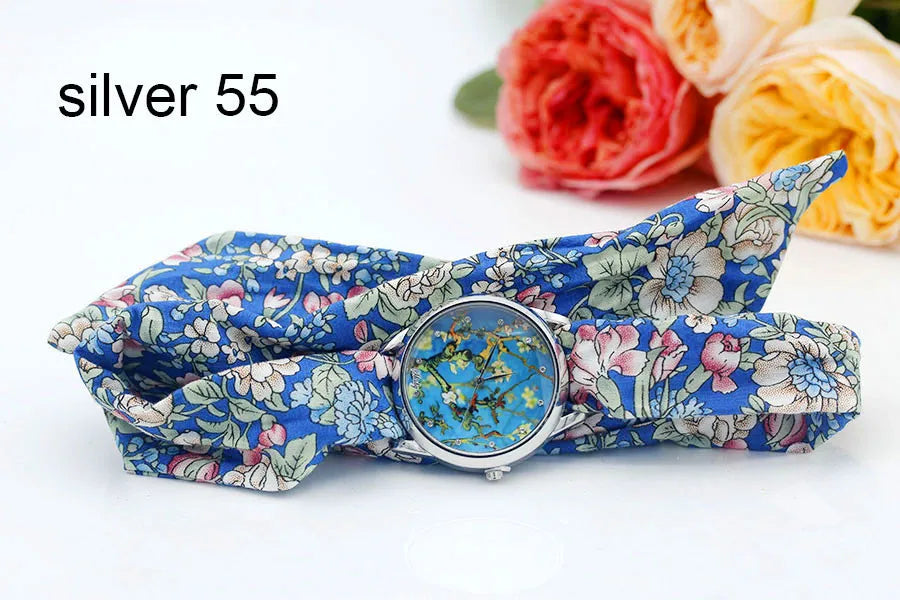 Shsby New Ladies Cloth Wristwatch Fashion Women Dress Watch High Quality Silver  Quartz Watch Sweet Girls Watch Fabric Clock