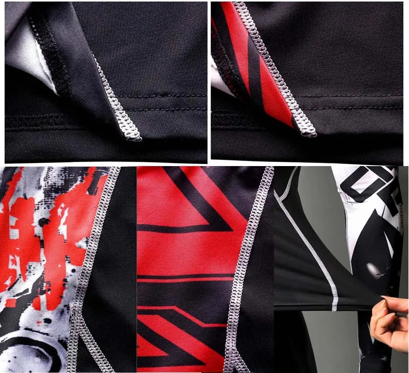 Men's Sports Suit MMA Running Quick-Drying Sportswear Compression Suit Fitness Training 3-Piece Sports Tights