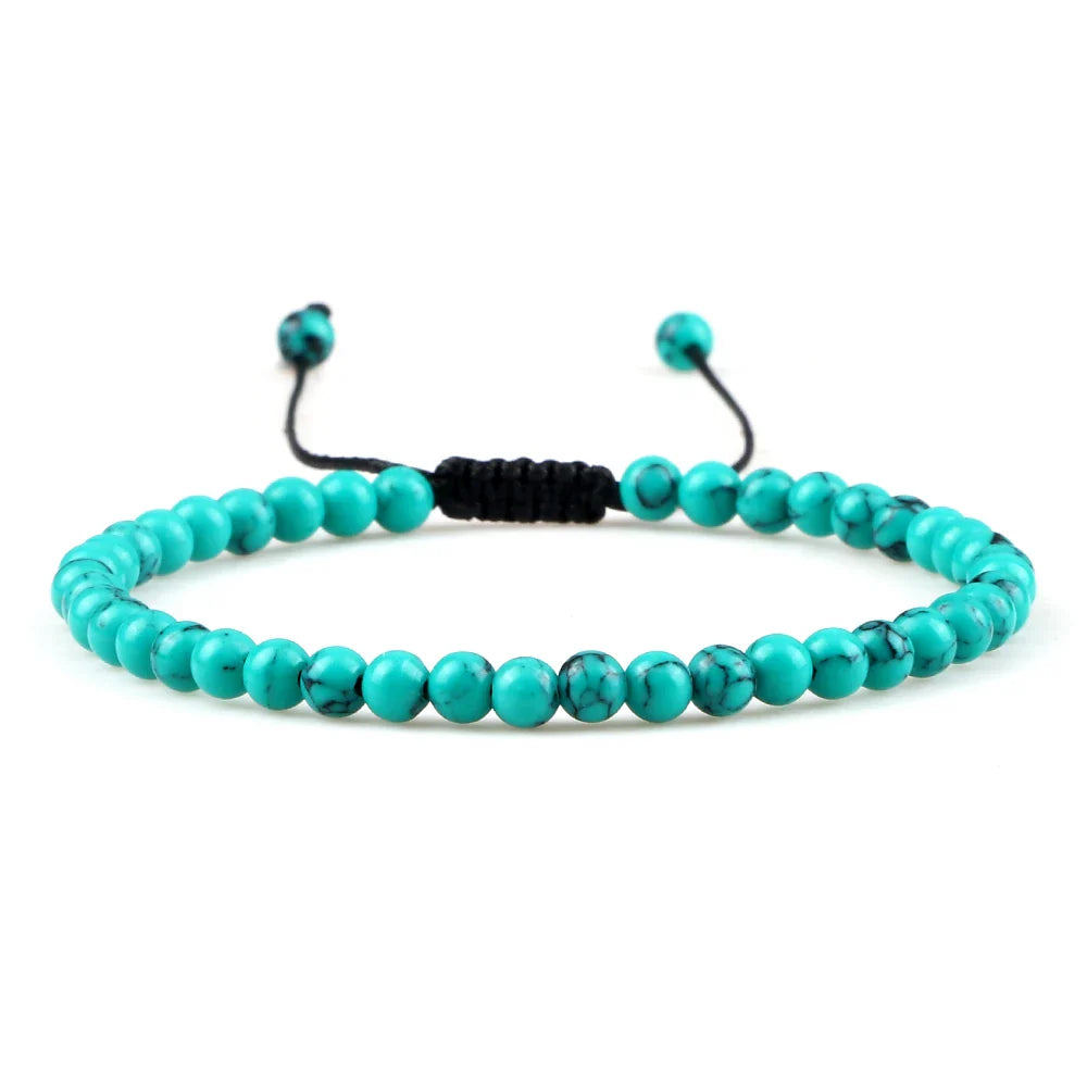 Adjustable Mini Natural Stone Lava Tiger Eye Beaded Bracelets & Bangle for Women Men Chakra Beads Braided Bracelet Charm Jewelry