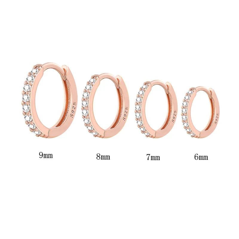Silver 925 1 pair Women Small Hoops Earring Piercing Ear Cartilage Tragus Simple Thin Circle Anti-allergic Ear Buckle