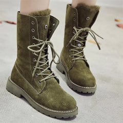 Women's Warm Boots Winter Genuine Leather Fur Snow Boots Women