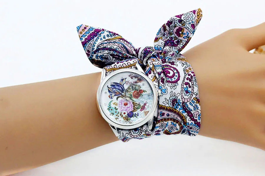 Shsby New Ladies Cloth Wristwatch Fashion Women Dress Watch High Quality Silver  Quartz Watch Sweet Girls Watch Fabric Clock
