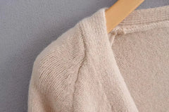 Women Solid Color Loose Thick Warm Sweater Cardigan Pocket Ladies Spring