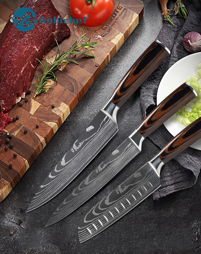 Kitchen knives Set Professional Chef Knives Japanese 7CR17 440C High Carbon