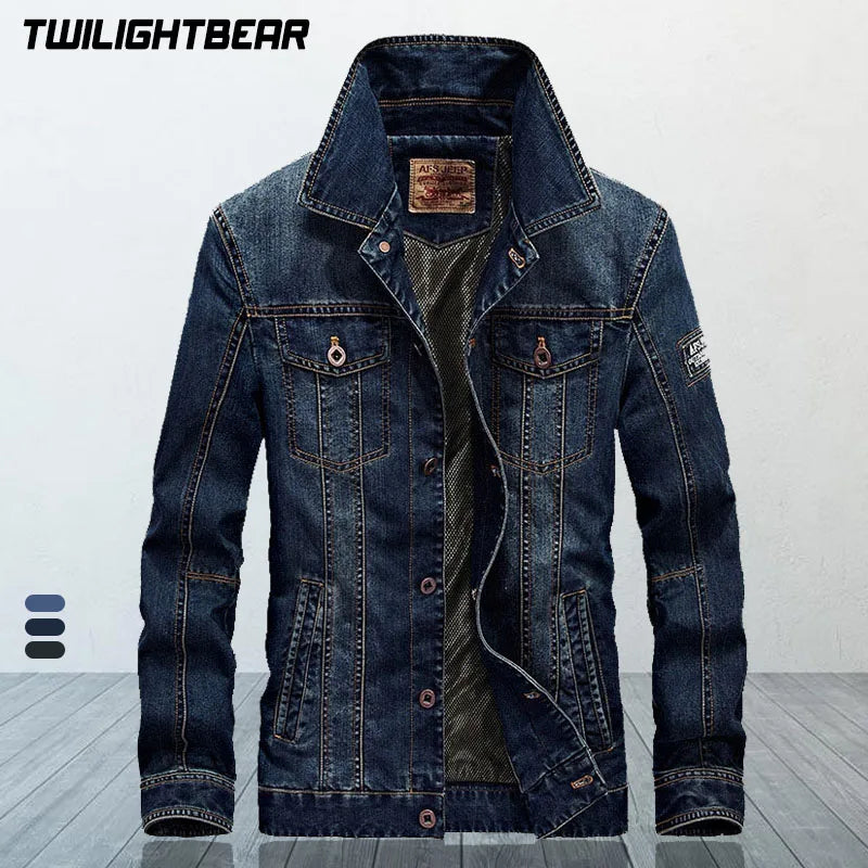 Men's Denim Jacket Coat Male Overcoat Spring Autumn Oversized Retro Casual Denim Jacket Men Clothing Outerwear