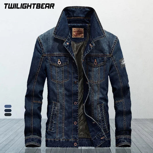 Men's Denim Jacket Coat Male Overcoat Spring Autumn Oversized Retro Casual Denim Jacket Men Clothing Outerwear